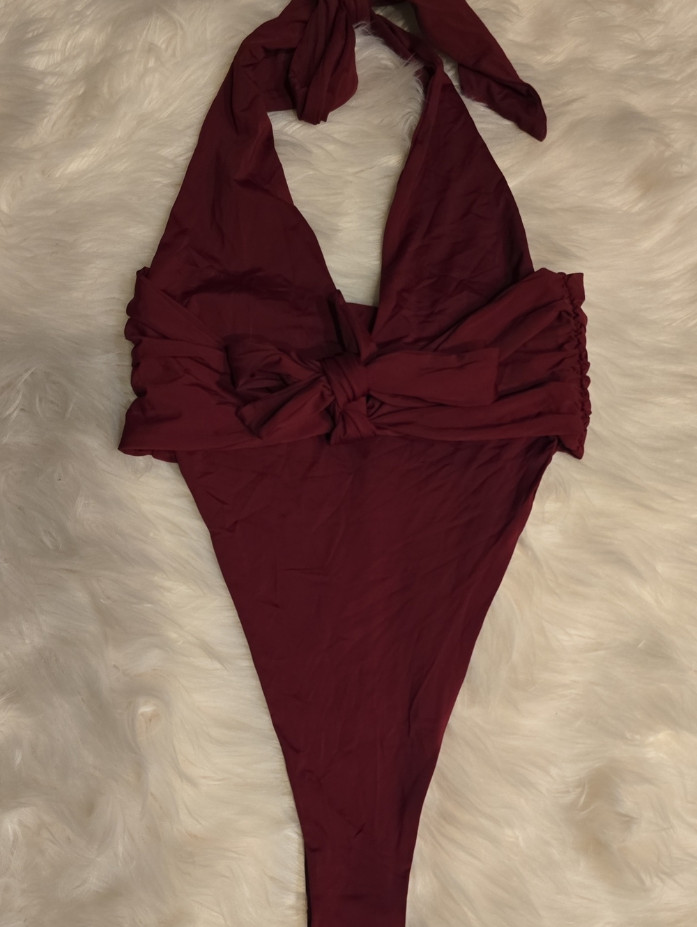 Riot Swim Millie Minimal One-piece V-neck Swimsuit In Merlot SIZE S